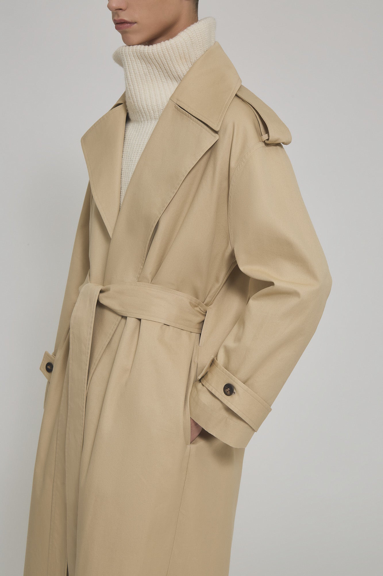 Valentina cotton gabardine trench with belt