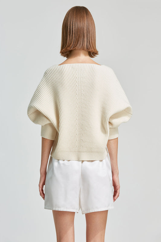 V-neck english rib cashmere sweater