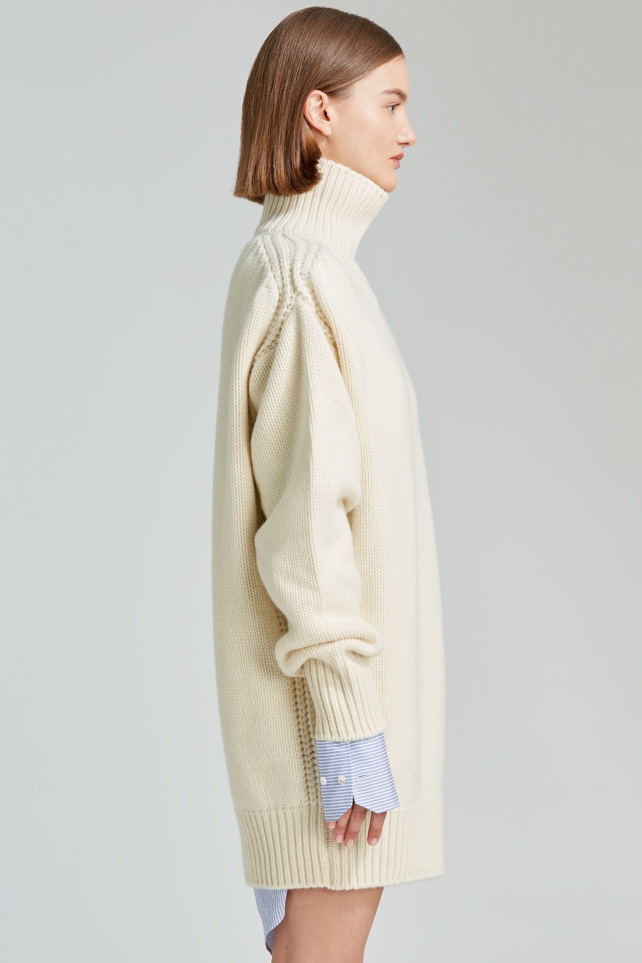 High neck cashmere knit sweater-dress