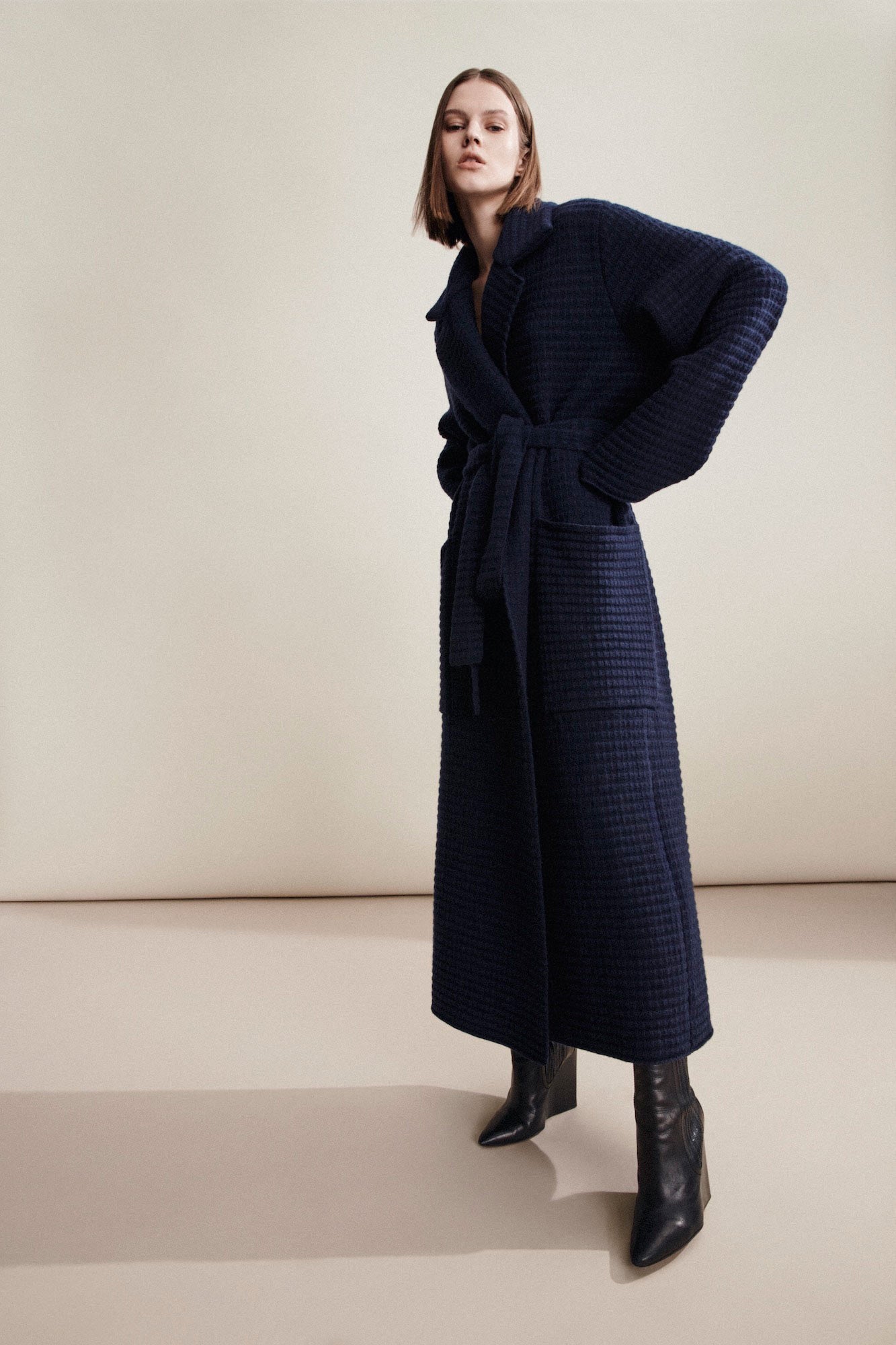 Cashmere Coat Navy Wrap Wool Coat UNIQLO +J Jil Sander Cashmere